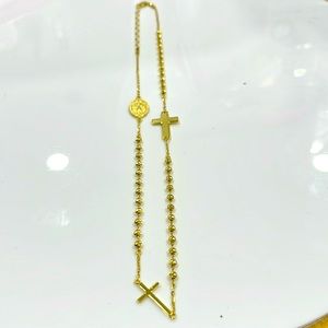ROSARY NECKLACE. GOLD VERMEIL OVER 925 Sterling Silver STAMPED. BRAND NEW.
